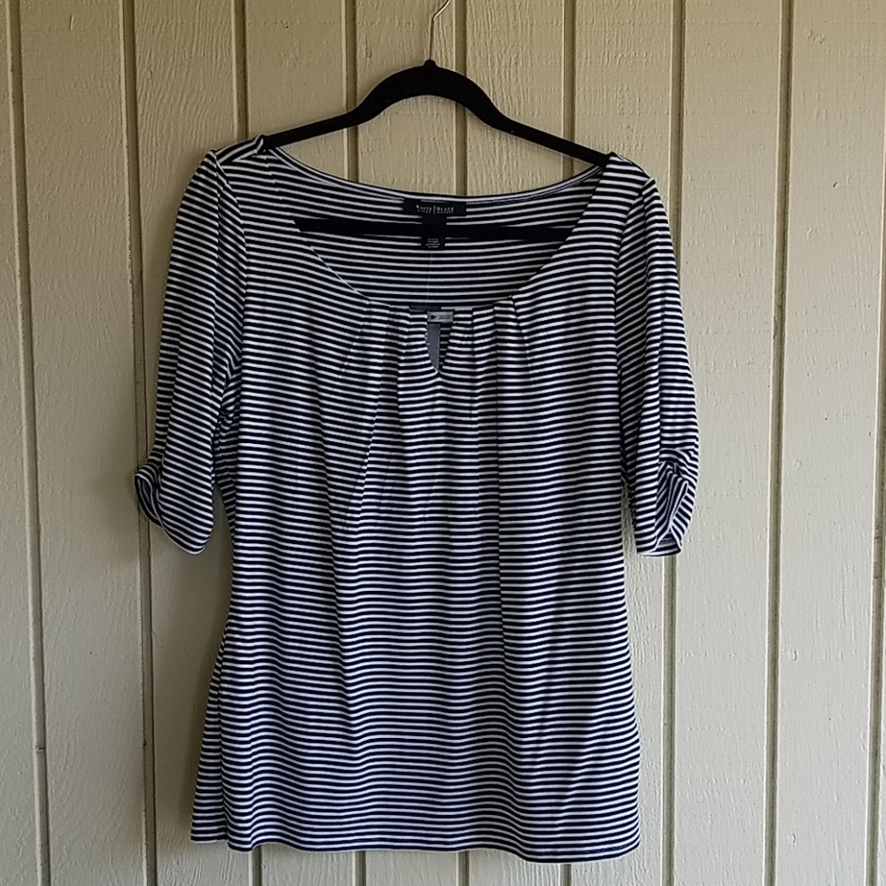 NWT White House Black Market, Size L Stripe Shirt
